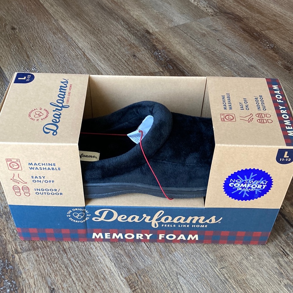 New Men's Dearfoams Memory Foam Slippers